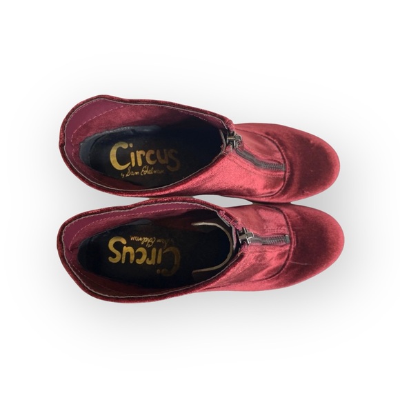new Circus Sam Edelman ❁ Vanessa Zipper Velvet Ankle Boots Booties ❁ Burgundy - Picture 7 of 16